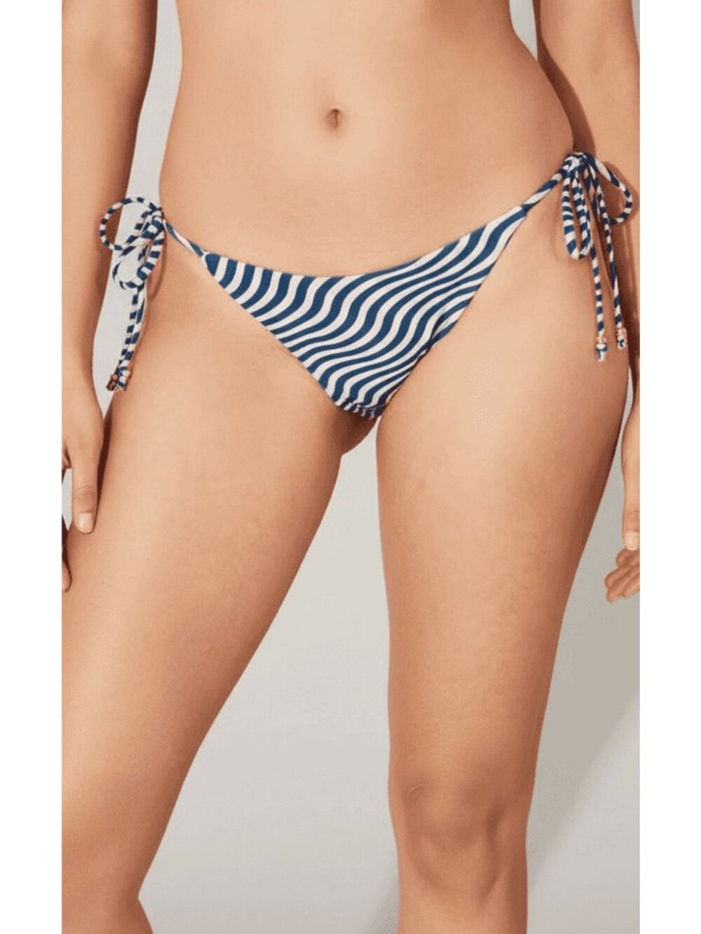 NEW Shade & Shore Side-Tie High Shine Extra High Leg Cheeky Bikini Bottom - M